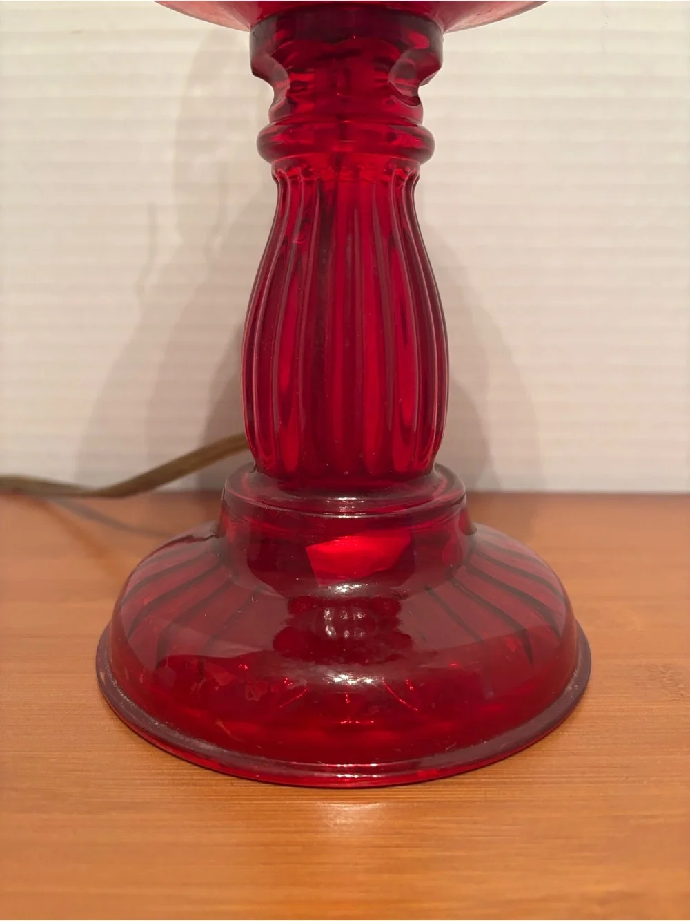 Vintage Ruby Red Glass Table Lamp - electric Elegant Ruby Accent